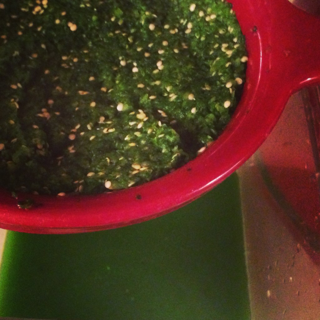 sieve straining the mixture