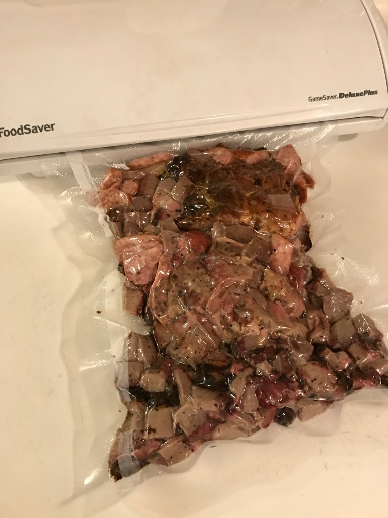 Leftover meat vacuum sealed for future chili